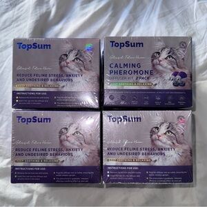 New 4-Box Lot TopSum Calming Pheromone Diffuser Kit, Anxiety Relief for Cats